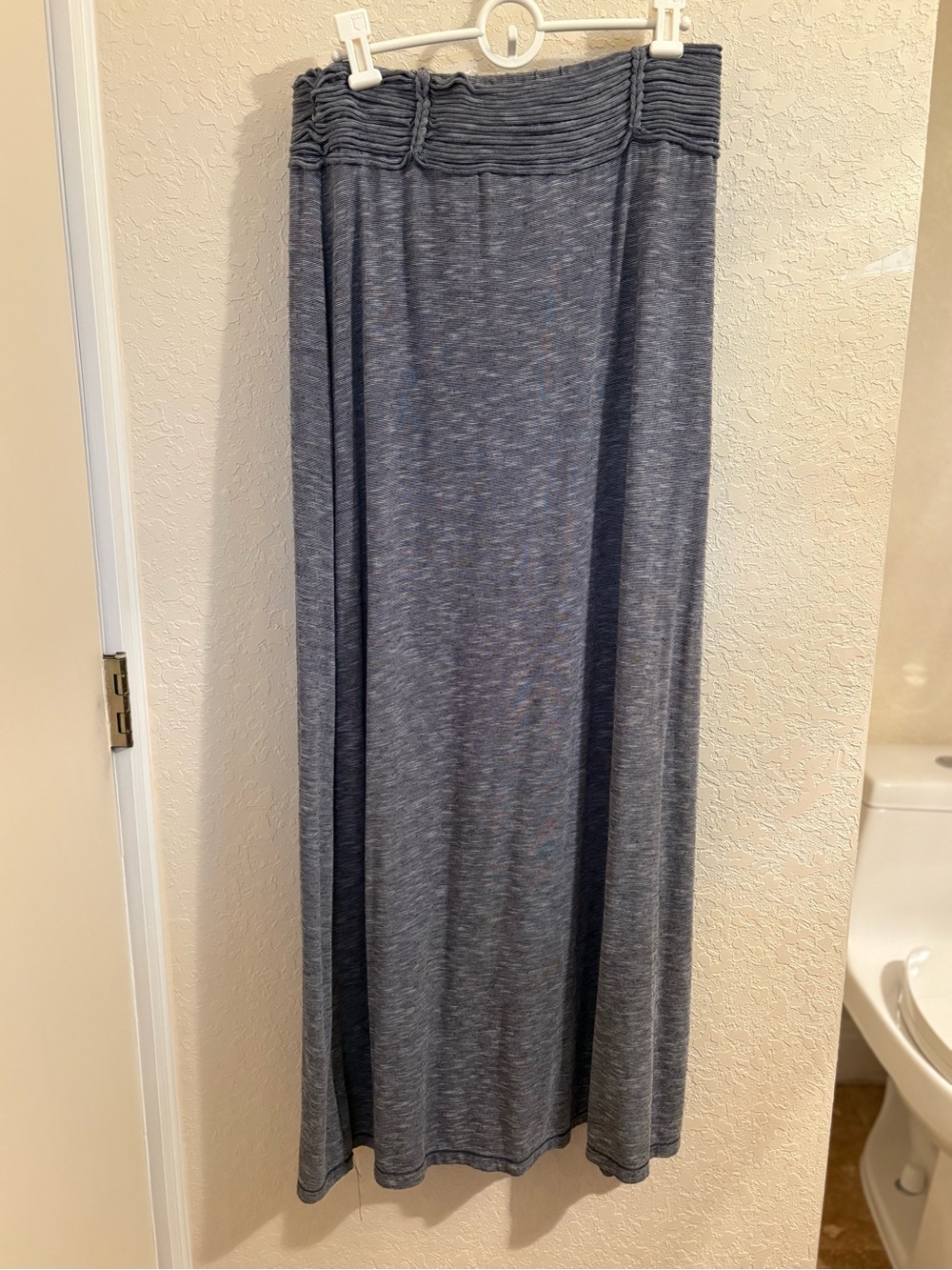 Max Studio Gray Heather Maxi Skirt with Fold-Over Waistband